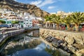 Puerto de Mogan, Spain Ã¢â¬â January 17, 2016: View of canal, resting people in the restaurant in Puerto de de Mogan.